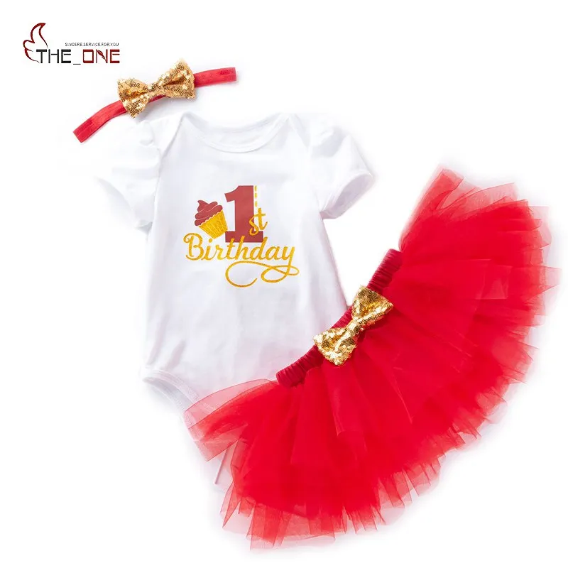 

MUABABY 0-24M Newborn Girls Birthday Clothing Set Summer Baby Romper with Bow Headband and Tutu Skirt Infant 1st Party Outfit