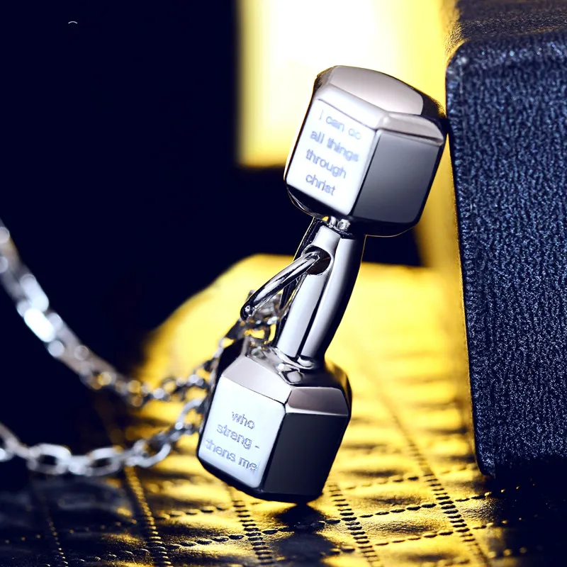 

Dumbbell Necklace Male S925 Sterling Silver Fitness Pendant Female Chauvinist Sport Pendant Small Couple Clavicle Usa