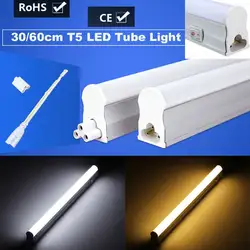 6 Вт 10 Вт t5 светодиодные трубки, лампы бар свет с выключателем 2835 SMD 30 см 60 см флуоресцентный лампа Теплый чистый белый Освещение AC85-265V
