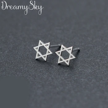 

DreamySky Wholesale Ladies 925 Sterling Silver David Star Stud Earrings For Women Gift femme Brand Statement Ear Jewelry Brincos