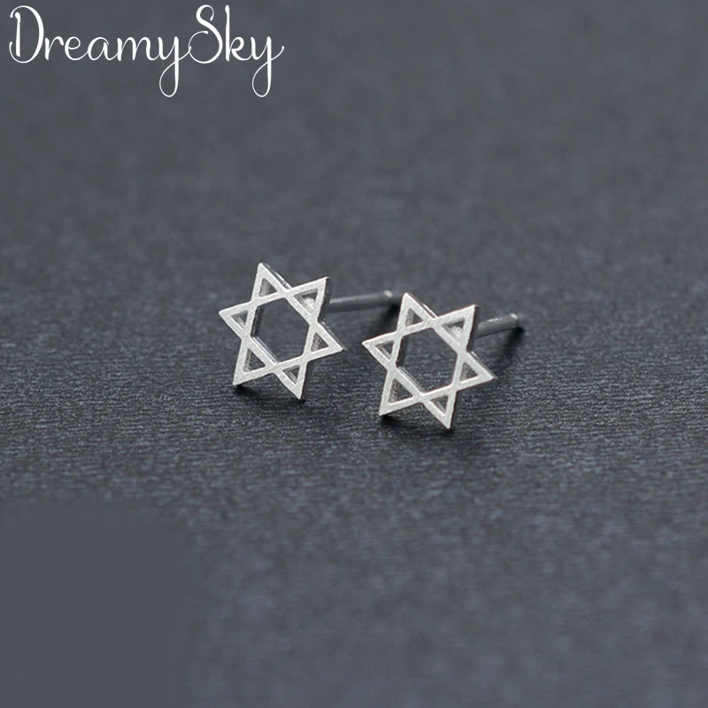 Женские серьги-гвоздики DreamySky Серебристые серьги в форме звезды Давида подарок