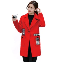 Женские ботинки; сезон осень-зима шерстяное пальто новая Корейская версия длинная рубашка; Секции; лацкан кокон форма однотонная шерстяная куртка A139