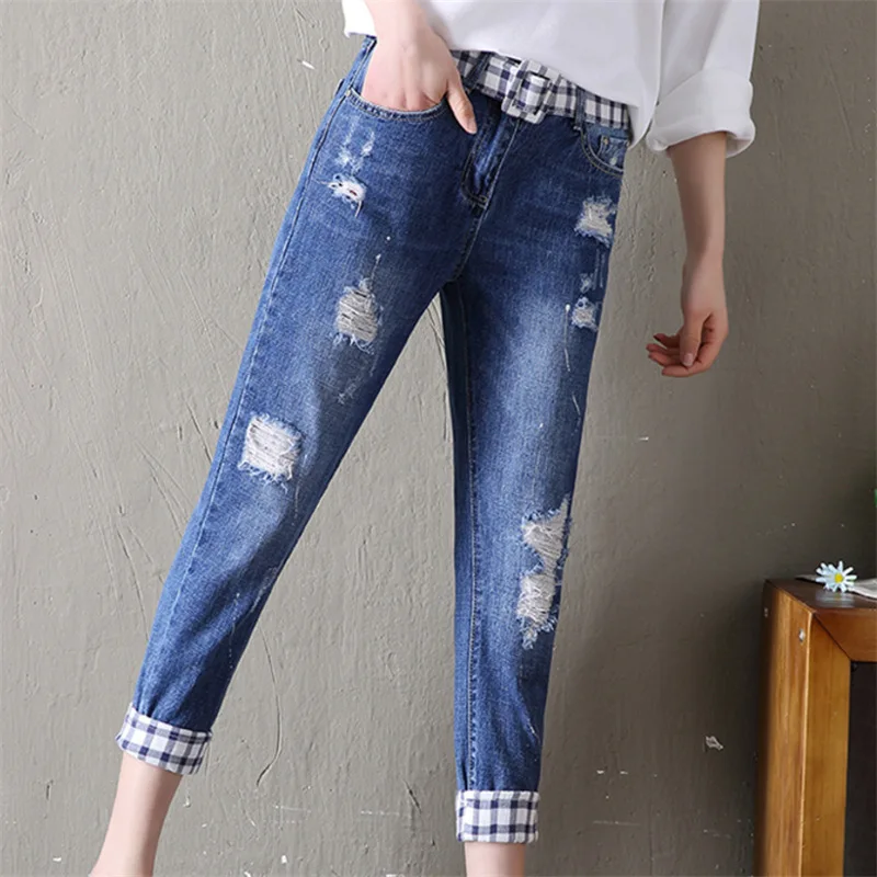 2018 New Slim Pencil Pants Vintage High Waist Jeans New