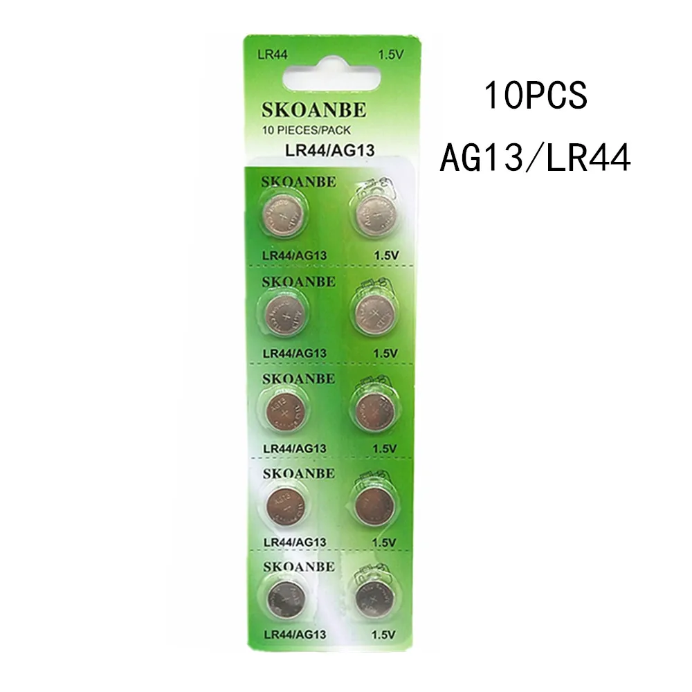 

GREEN NEW 10PCS/PACK RW8 LR44 AG13 357A A76 303 SR44SW SP76 L1154 RW42 High volume Button Cell Battery Long Lasting watch toys