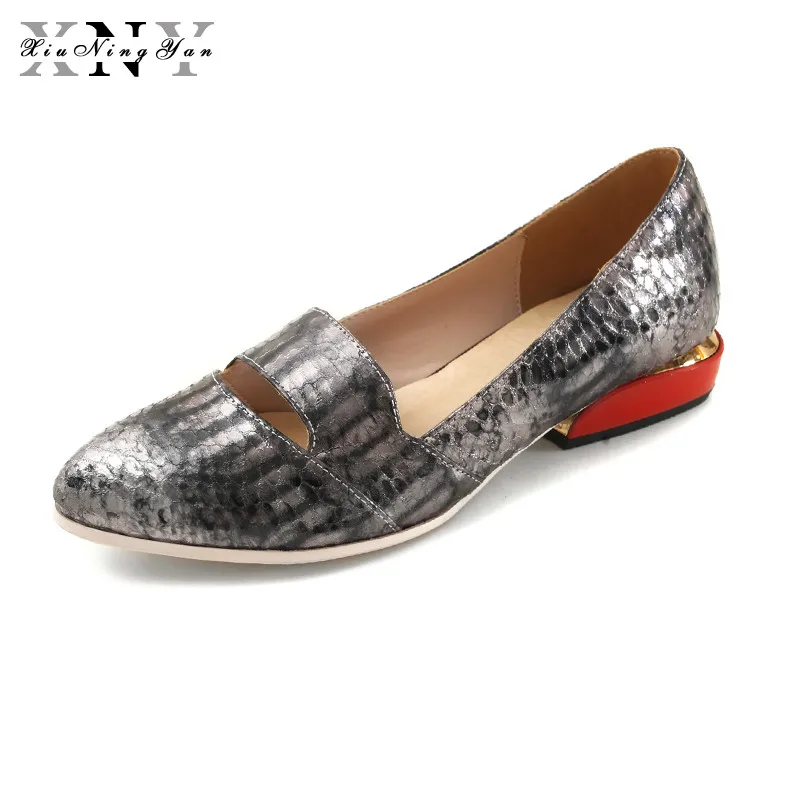 

XiuNingYan New Handmade Shoe 2018 Loafers Women Shoes Casual Work Driving Shoes Women Flats Genuine Leather Flat Plus Size 35-43