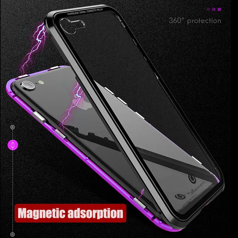 BFOLLOW магнитный металлический чехол для iPhone 7 8/Plus/X гибридный закаленное стекло задняя крышка Coque Fundas