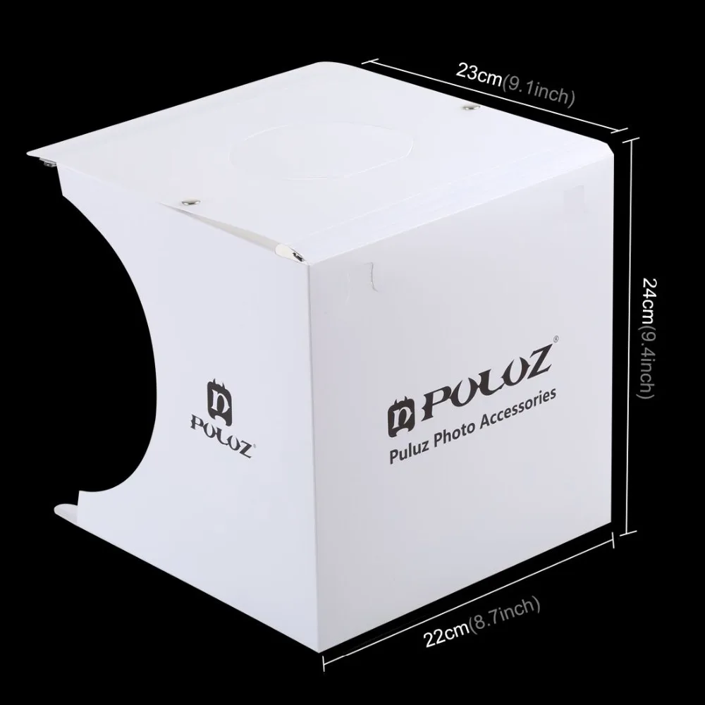 PULUZ 20*20 см 8 мини складной студия диффузный софтбокс лайтбокс со светодиодный подсветкой черный белый снимок, фон для фото Studio Box