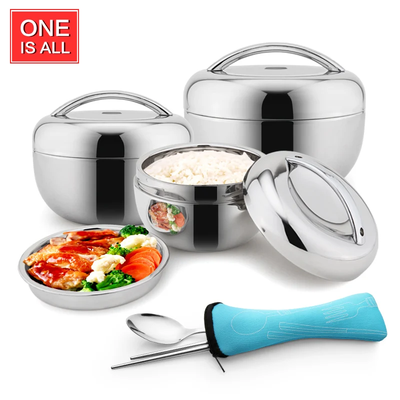 

1.3/0.8L Pail Stainless Steel Food storage with handle Food Container insulation Student Bento box Dinnerware Vacuum