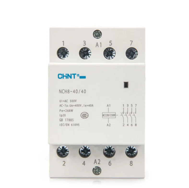 CHNT CHINT NCH8-40 модульный AC бытовой контактор 220V 230V AC 50/40A 1NO 1NC 2NO 2NC