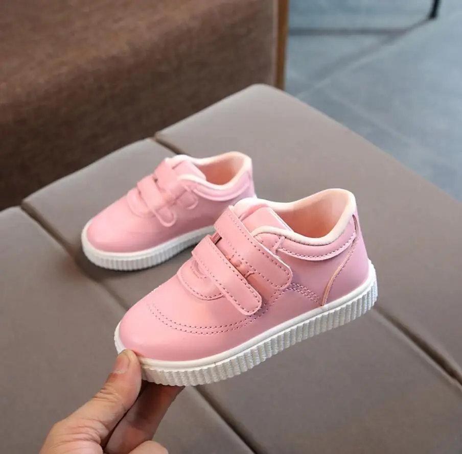 Детская повседневная обувь кожаные ботинки мужская и женская обувь на мягкой подошве детская спортивная обувь для маленьких детей брендовые Детские кроссовки - Цвет: Розовый