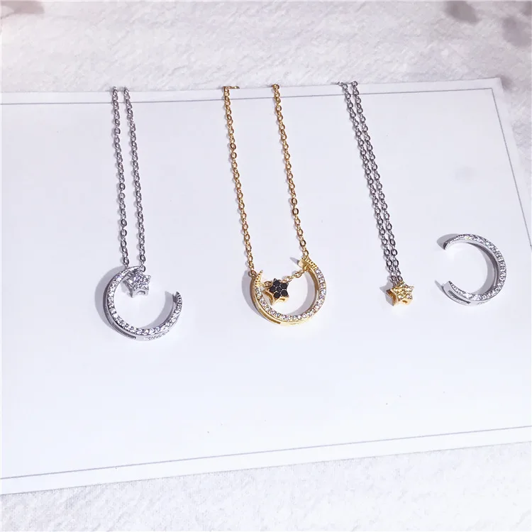 

2019 Fashion Arrival S925 Star Moon Pendant Sparkling Zircon Functional Women Necklace All Matching Collar Gift Bijoux