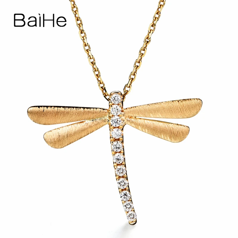 BAIHE Твердые 18k желтое золото 0 16 карат H/SI натуральные бриллианты вечерние