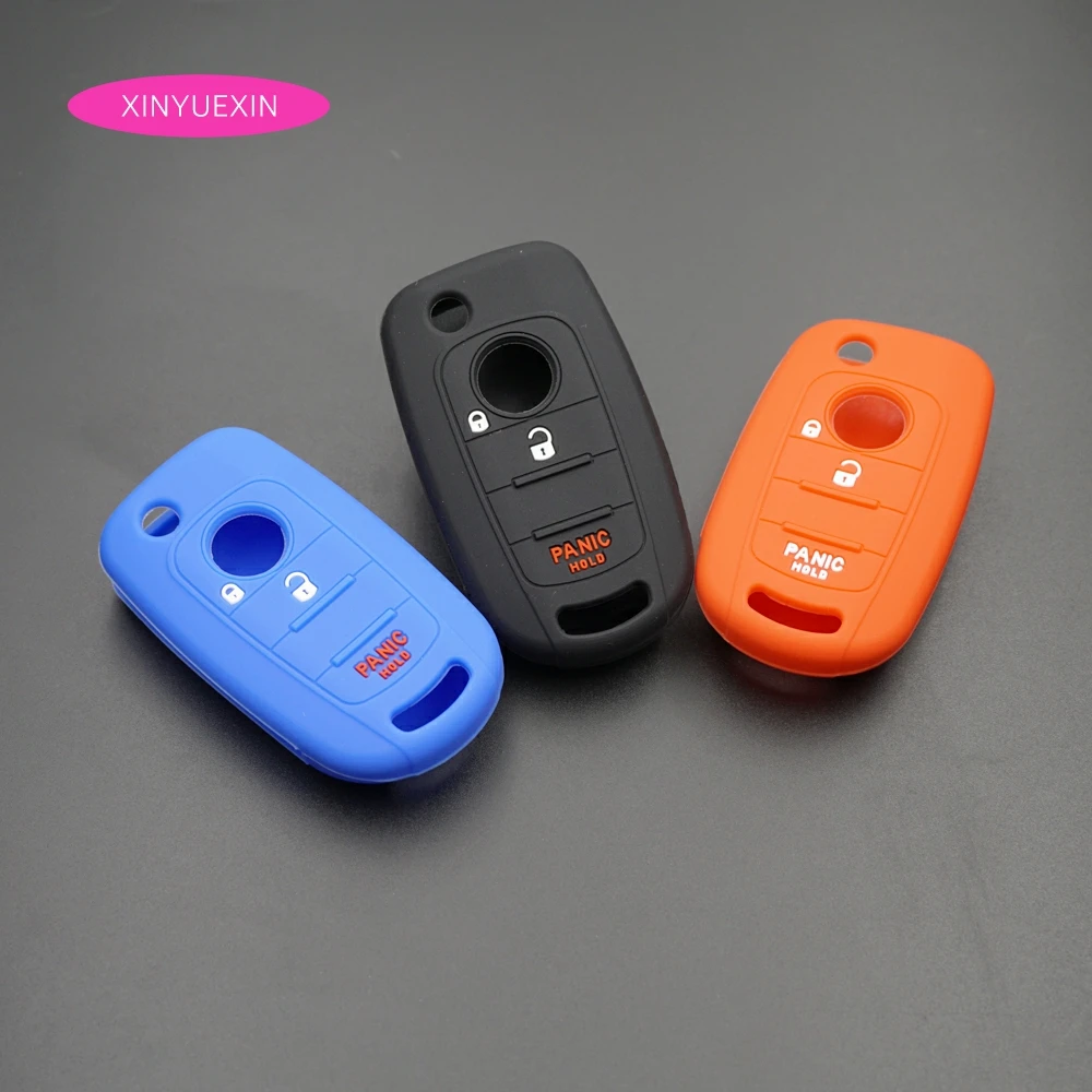 Xinyuexin Silicone Rubber Car Key Cover Case fit for Fiat 500X 500L 3