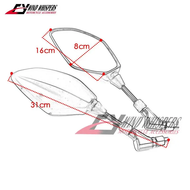 Зеркало заднего вида для CFMOTO 250 400 650NK для Suzuki GW250 DL250 DL650 для поездок на мотоцикле Ducati Monster 696 795 796 821 Z650 Z750 Z800 Z1000