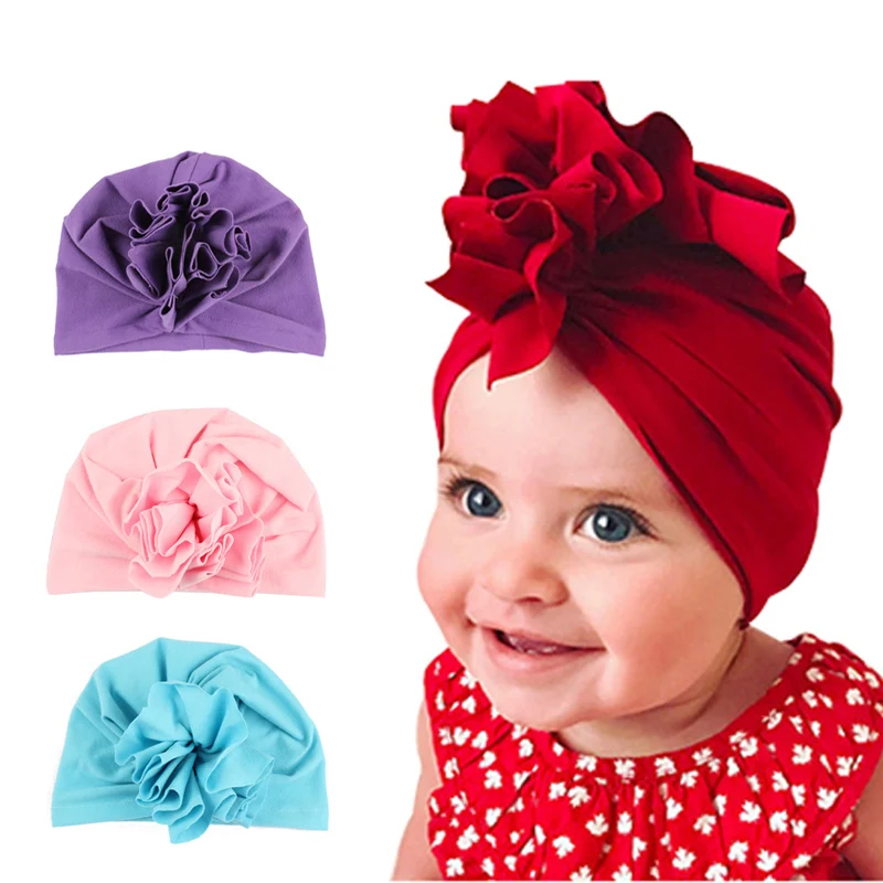 New Fashion Flower Baby Hat Newborn Elastic Baby Turban Hats for Girls