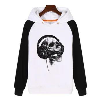 

Funny Music Skull Head Printed Hoodies fashion men women Sweatshirt Streetwear Hip hop Hoody Thick Hoodie Clothing GA486