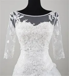 New Arrival White Lace Wedding Bolero Jacket Sheer Scoop Neck Tulle Bridal Jackets Shawl Wedding Top Custom Made Size
