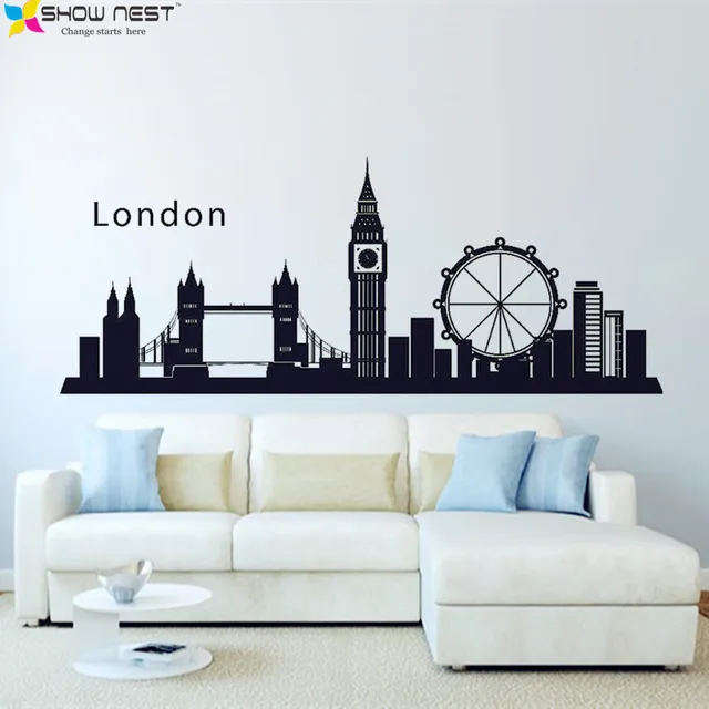 London England Skyline City Wall Decal Sticker Vinyl Art Mural London England Skyline City Wall Decal Sticker Vinyl Art Mural Home Decor Living Room