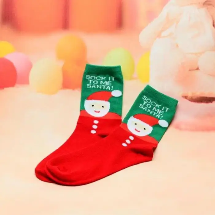 Новые носки для взрослых Санта-Снежинка с принтом оленя повседневные женские рождественские хлопковые носки Рождественский подарок
