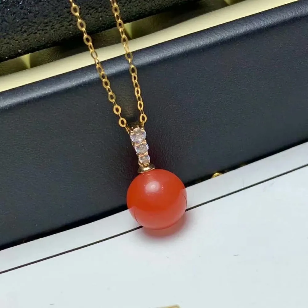 

shilovem 18K yellow Gold Natural south Red agate pendants no necklace fine Jewelry classic gift plant gift new mymz9.5-10888nh