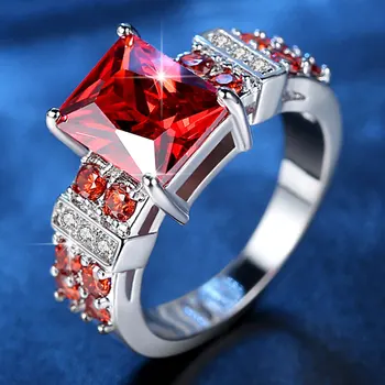 

Beiver 2 Colors Princess Cut Zircon Rings for Women in Rhodium Plated Ladies Party Jewelry
