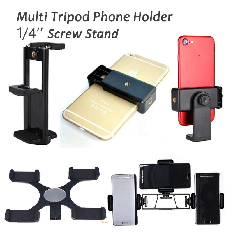 Cell Phone Holder For Tripod Metal Tripod Mount Adjustable Mobile