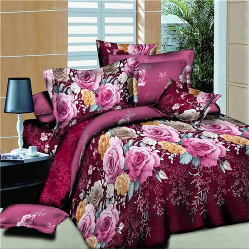 BEST.WENSD home textile 3d Chrysanthemum bedding set,Home textiles 4pc family set,Include:bed sheet,duvet cover pillowcase