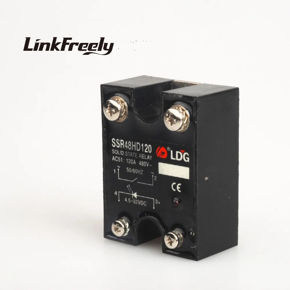 

SSR48HD120 2pcs 120A input4-32VDC output 480V AC industrial Solid State Relay single phase AC SSR electrical voltage relay