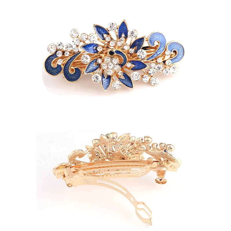 Fashion Hair Clips for Women Colorful Shinning Rhinestones Flower Hair
