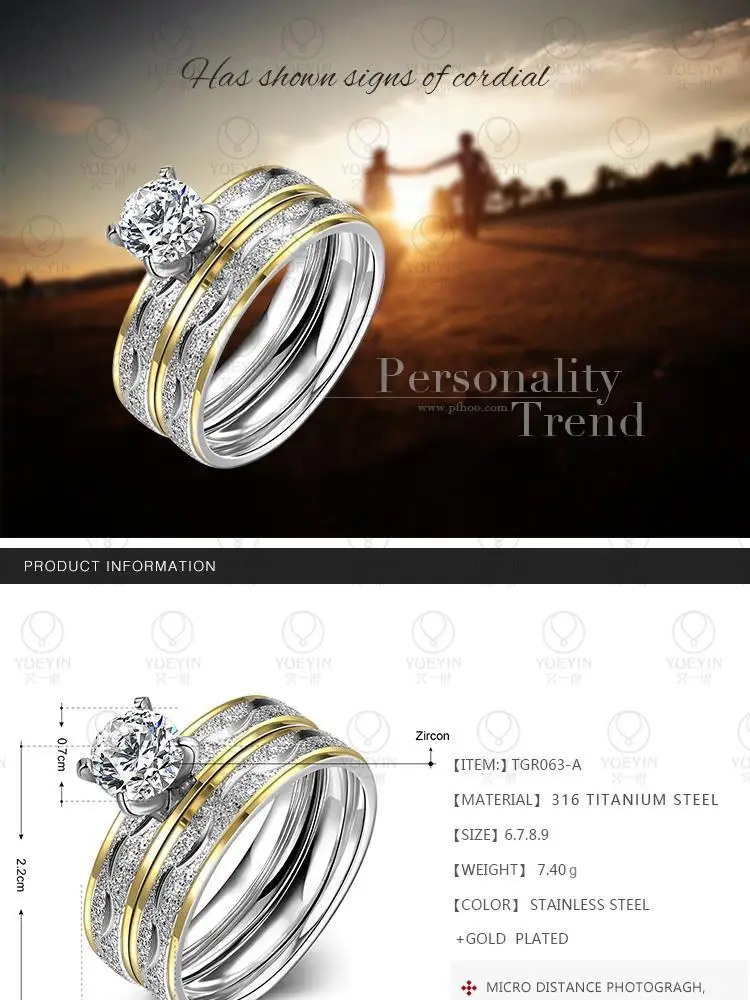 R063-A-8 модное кольцо из титановой стали для женщин и мужчин двойное кольцо инкрустированное камнем кольцо с цирконием обручальное кольцо обручальные кольца