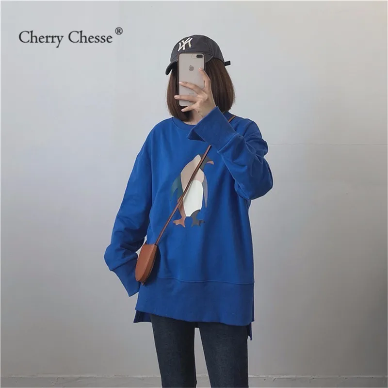 Cherry Chesse мультфильм для женщин толстовка животных с длинным рукавом Пуловеры для Осень Весна повседневные толстовки