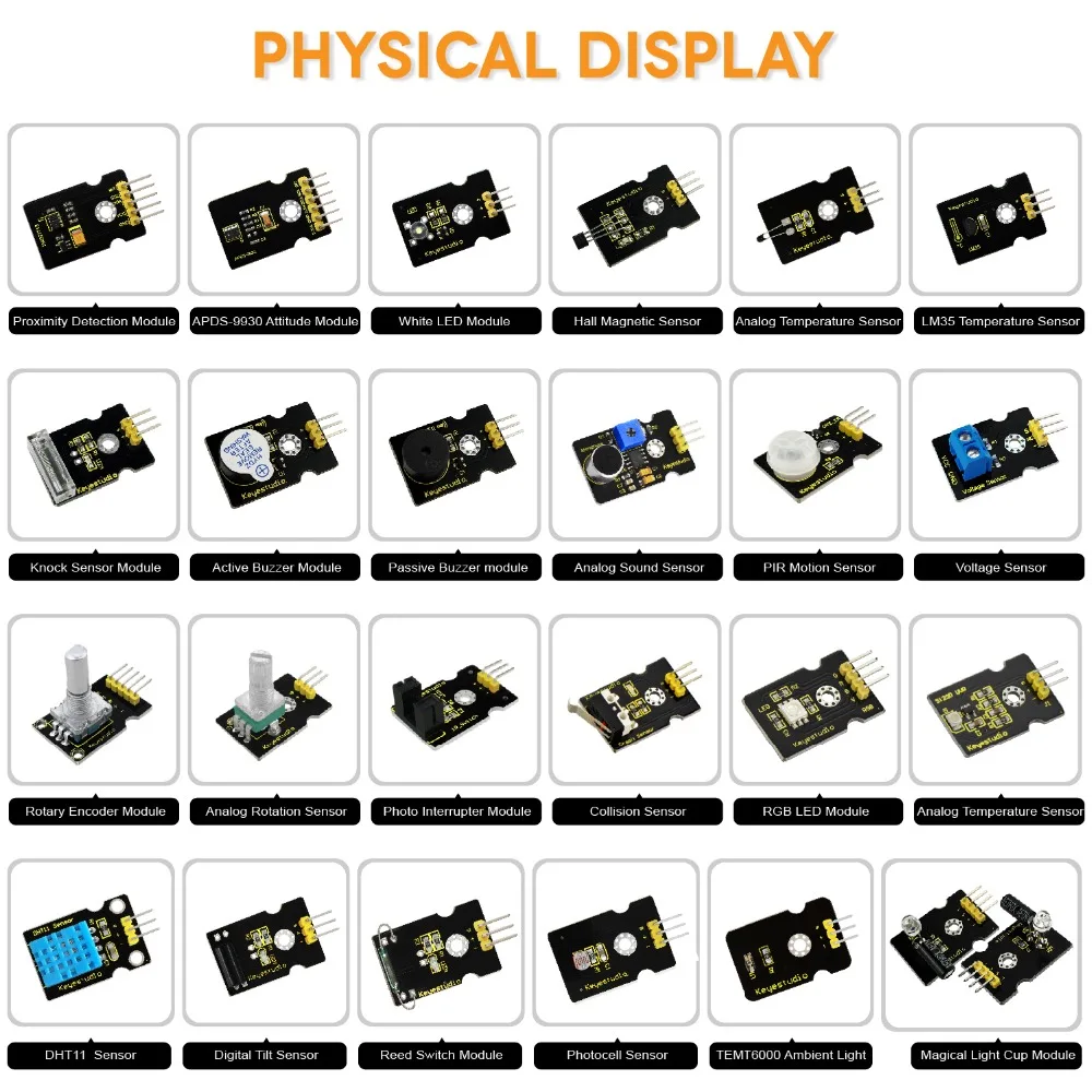 Новинка! Keyestudio 48 В 1 датчик стартовый набор с подарочной коробкой для Arduino DIY проектов(48 шт датчик s