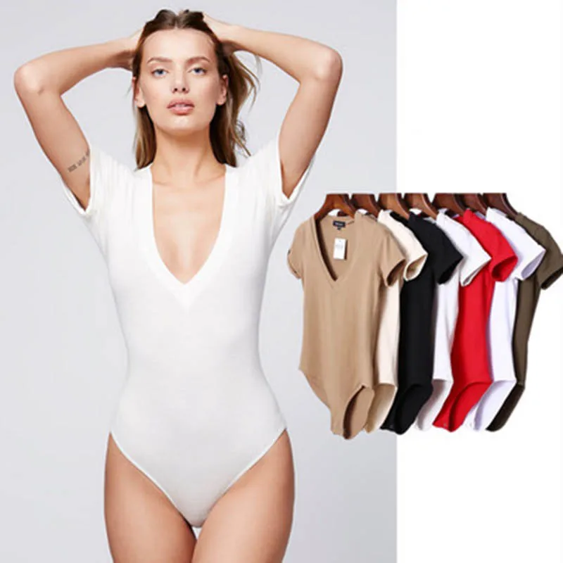 

2019 V Neck Bodysuit Women Summer Jumpsuits Short Body Suit Women's Shorts Playsuit Rompers Body for Women