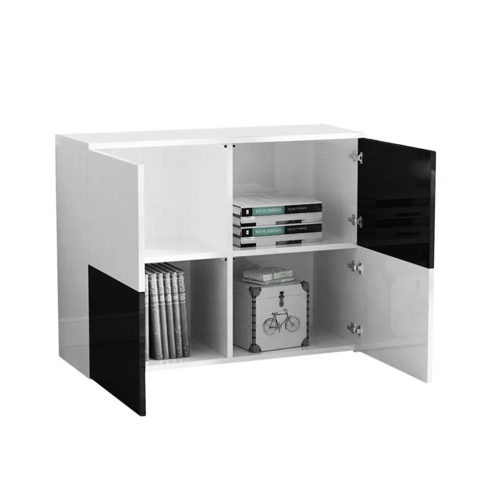 

High Gloss Storage Cabinet 92CM 4 Door Kitchen Sideboard Fashion Wooden Cabinet Modern Bedroom Clothes Cupboard