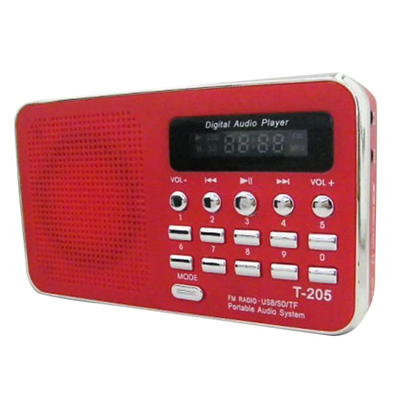 Горячая T-205 портативный мини fm-радио динамик музыкальный плеер TF карта USB с светодиодный дисплей HiFi стерео приемник