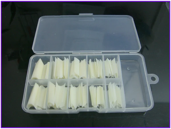100 PCS Triangle French Stiletto Tip Nail Art Design Tips Salon + Soft Silicone Box | Красота и здоровье