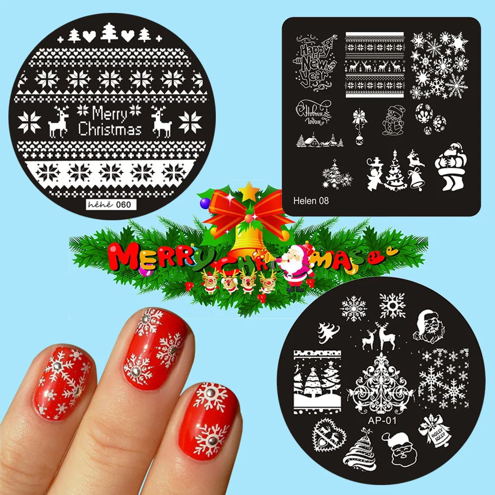 

1 Pc Christmas Element Stamping Plate 3 Kind For Choice Heart Nail Stamping Template Manicure Nail Art Plates