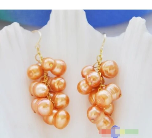 

00 FREE SHIPPING dp3221 16MM Orange Peanut FRESHWATER PEARL Grapes DANGLE EARRING