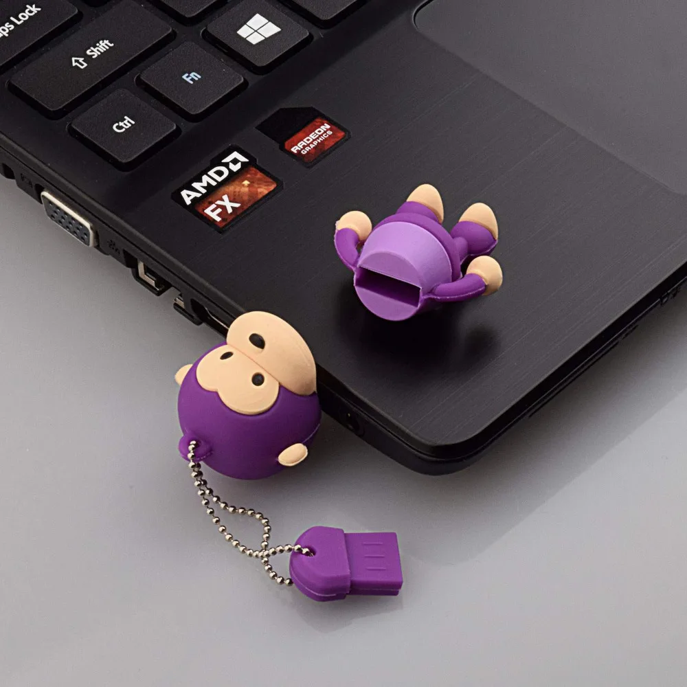 J боксинг фиолетовый 64GB USB флэш накопитель Забавный дизайн обезьянка Флешка карта