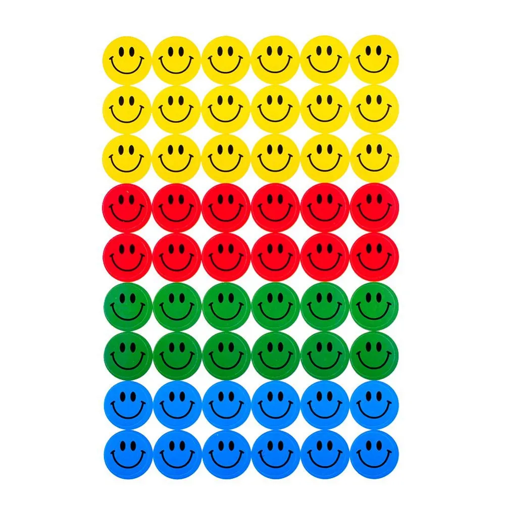 MOONBIFFY New Cute 10 sheets(540pcs) Colourful Round Smile Face Stickers Decal Kids Children Teacher Praise Merit office