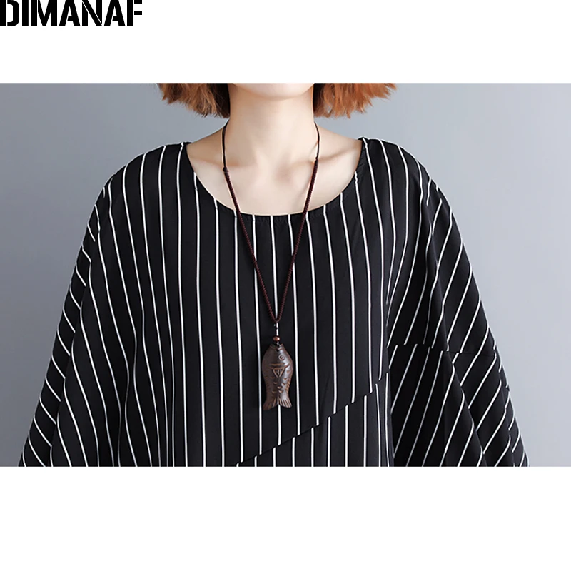 DIMANAF женское платье больших размеров одежда для женщин Vestidos рукав летучая мышь в