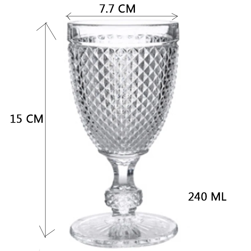 240ml Transparent Свадебные бокалы для шампанского, вечерние бокалы для сока, креативные европейские бокалы с рельефным бриллиантом, не содержит свинец, утолщенные стеклянные дизайны с гравировкой - Цвет: 240ml Transparent