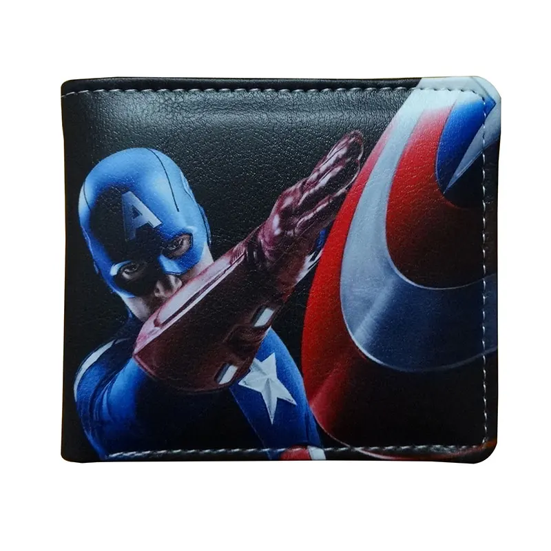 

Movie Anime Captain America Purse The Avengers Ironman Batman Spiderman Hulk Folded Wallets Fashion Leather Wallet for Men Women