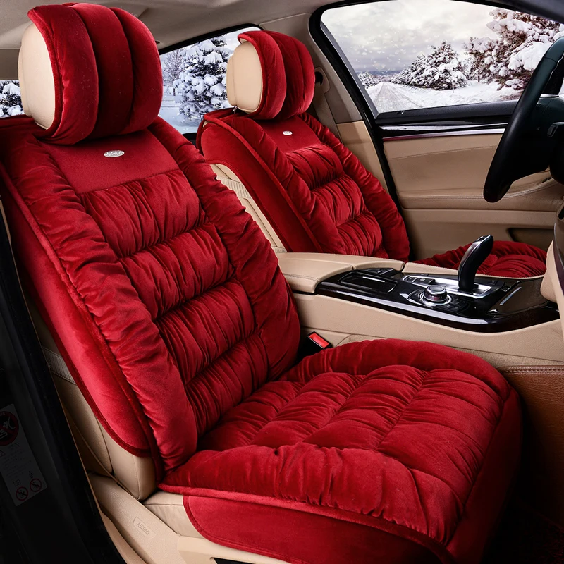 

3D Fully Enclosed Short Plush Seat Cover Winter Thermal Non-Slip Cushion For Honda Accord Civic CRV Crosstour Fit City HRV Vezel