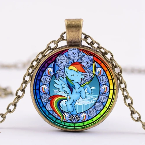 SONGDA Брендовое милое ожерелье принцессы Волшебная Радуга лошадь стекло драгоценный камень кулон ожерелье моя маленькая лошадь Baoli Poni мультфильм ювелирные изделия - Окраска металла: Style 2