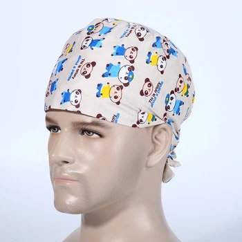 

202 Rushed Special Offer Women Scrub 2020 Cotton Surgical Caps Man ,doctor And Nurse Medical 100% Panda Print Cap 2020050