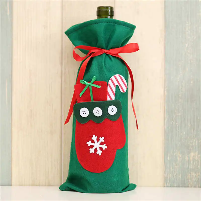 Christmas Wine Bottle Cover Table Decoration Christmas Gift Christmas Hats Cap Santa Claus Bottle Cover Xmas Party Gift #2o25 (4)
