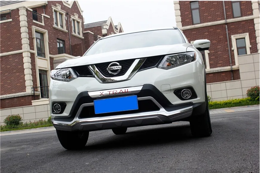 Подходит для Nissan X-Trail- Передний+ задний бампер диффузор бамперы для губ защитная накладка ABS хромированная отделка 2PES