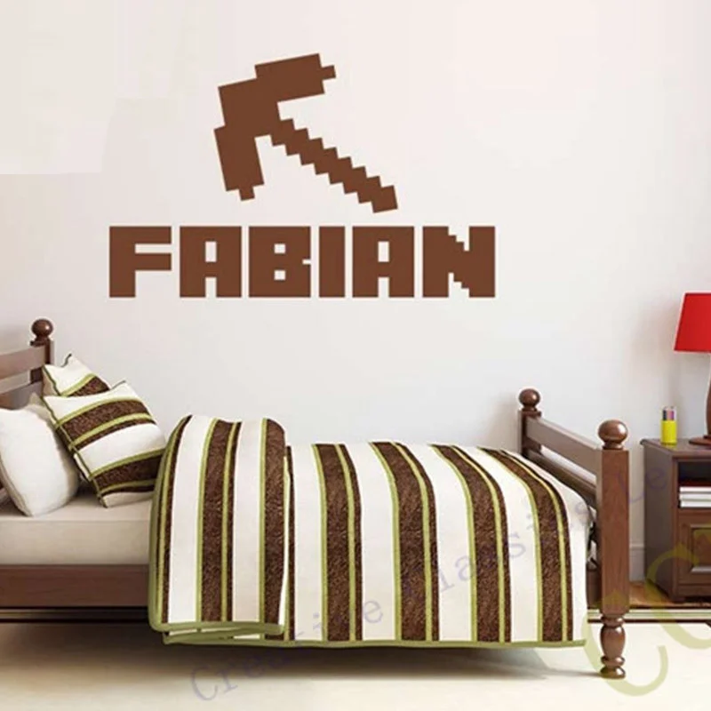 NEW Minecraft Custom Kids Name Removable Vinyl Wall Sticker font b Decor b font Nursery Boys