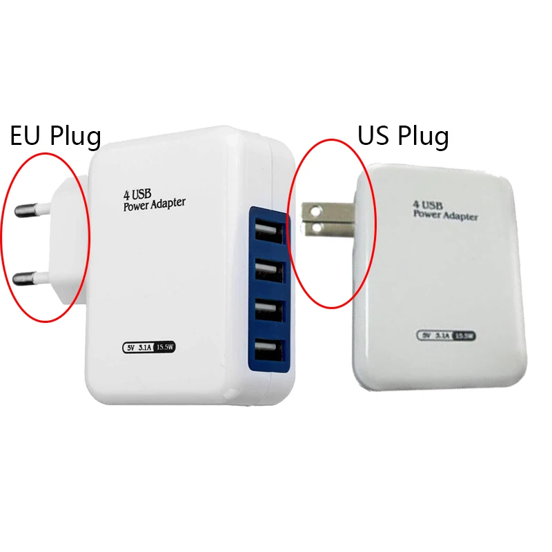 15,5 Вт 4 порта USB зарядное устройство настенный адаптер мобильный телефон зарядка для samsung для iPhone зарядное устройство s